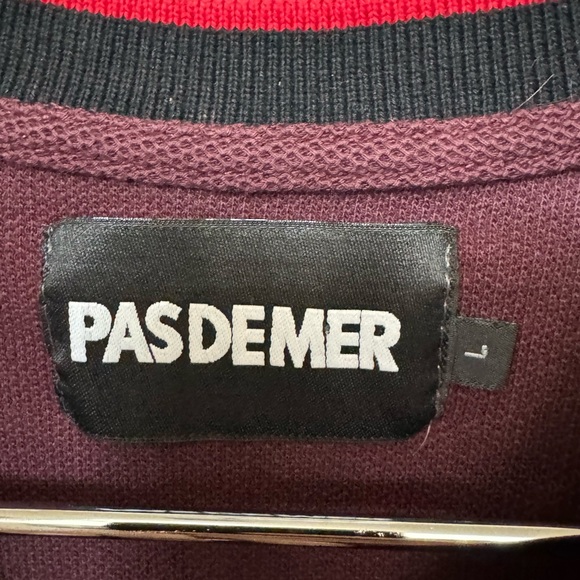 High End Maroon Pas De Mer Men’s Thick Polo Style T-Shirt Men’s L MINTY - Picture 5 of 5